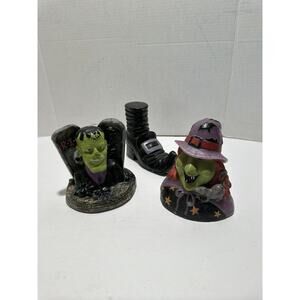 Lot Of 3 Candles Vintage Frankenstein Witch Boots Candle Monster Halloween Set